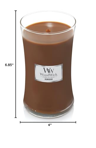 WoodWick Humidor Gifts for Women and Men, 21.5 oz Large Hourglass Candle with Crackling Wick