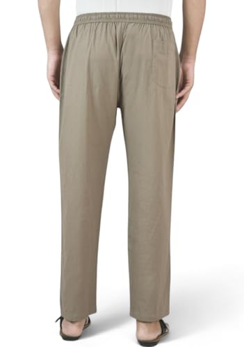Image of Men's Formal Cotton Pants, Pure Cotton, Elastic Waist with Drawstring, Formal & Lounge Wear