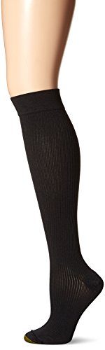 Gold Toe Women's Moderate Compression Ribbed Over The Calf Socks, 1 Pair, black, Shoe Size: 6-9