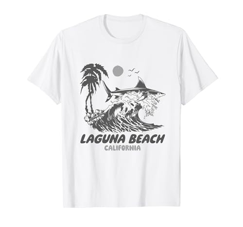 Maglietta estiva Surf Laguna Beach California Surfing Shark Maglietta