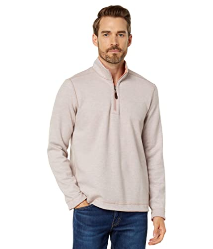 Johnston & Murphy Men's Reversible Solid 1/4 Zip, Orange/Light Blue, Large #TOP2