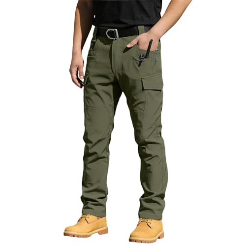 Pantalon tactique cargo homme uni avec plusieurs poches et taille élastique casual