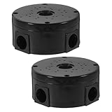 ELEOUTI 2 STÜCK Wasserdichte Runde Elektrobox Wetterfeste Kabelmanagement Abzweigdose Große Öffnung Outdoor verteilerdose für Überwachungskamera und Beleuchtungssysteme Schwarz Tragbar