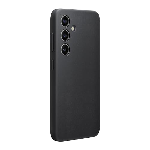 Image of Samsung Galaxy S24 Vegan Leather Phone Case, Protective Cover with Soft Touch, Elegant Design, Scratch Protection, US Version, GP-FPS921HCABW, Black