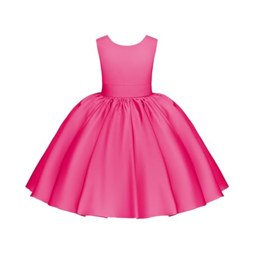 Flower Girl Dress for Wedding Satin First Communion Birthday Party Gowns for Kids Junior Bridesmaid Dresses for Girls