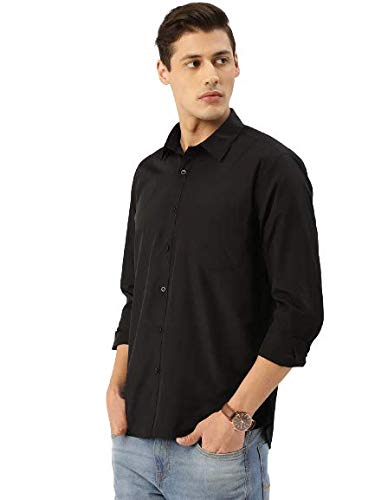 Image of Style Quotient Men Black Solid Casual Regular Fit Shirt
