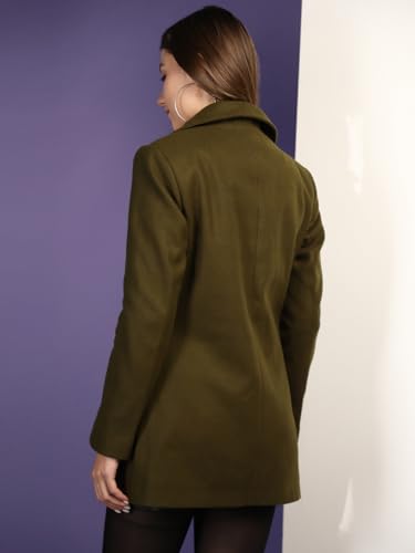 Image of CHKOKKO Women Chic Winter Coat Single Breasted | Knee Length Design with Buttoned Closure and Practical Front Side Pockets for Stylish and Comfortable Wear