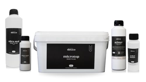 decco MicroTop Ready to Use KIT Microcemento 5M² Listo al Uso - Superficies Absorbentes Lisas - Microcemento para Pared, Yeso, Pladur, Pintura (IRUYA)