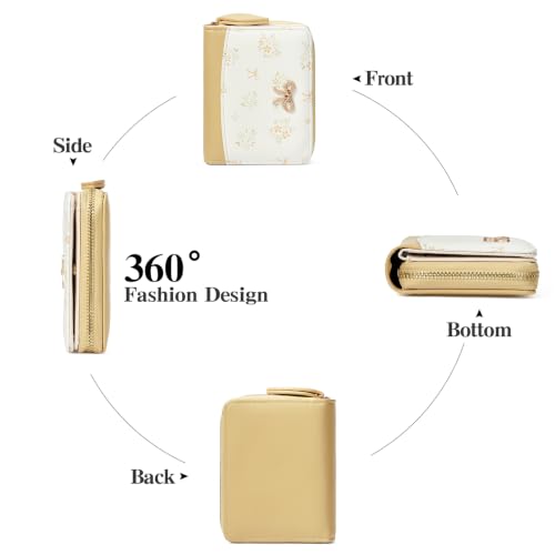 Image of GAEKEAO Small Wallet for Women RFID Blocking Vegan Leather Floral Ladies Purse Bifold Compact Card Holder with Zipper Pocket