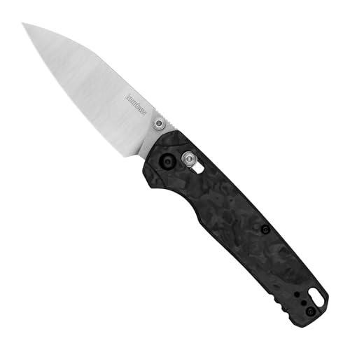 Image of Kershaw Bel Air XL Carbon Fiber Folding Pocket Knife, Made in USA, 3.4 Inch CPM MagnaCut Steel Two-Tone Reverse Tanto Blade, EDC with KVT Opening, DuraLock, Carbon Fiber Handle, Deep-Carry Pocketclip