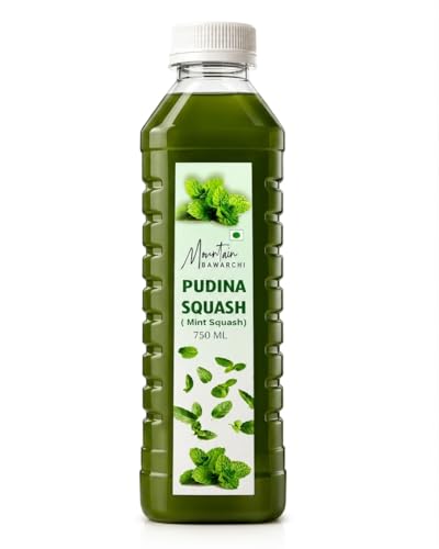Image of Mountain Bawarchi Mint (Pudina) Squash | Natural Healthy Juice Gift Pack | Natural Sharbat | Refreshing Juice | Ready To Serve | 750ml (Set of 1)