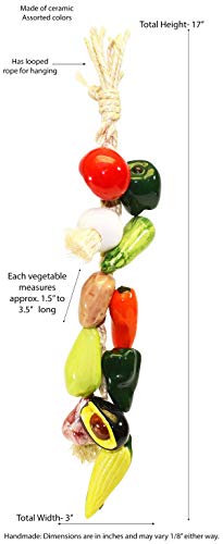 Small Ristra/String of Ceramic Vegetables, with 11 Veggies- 17 Inches Long