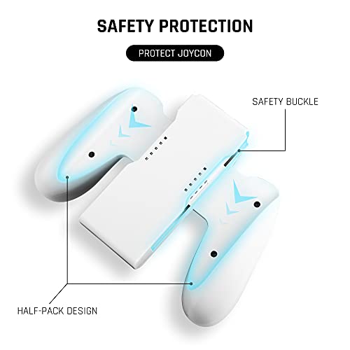 Image of FANPL Charging Grip Controller for Nintendo Switch & Switch OLED Joy Con, Grip Game Accessories with Charge Indicator, Handle Grip with 1 m /3.3 Ft USB Type-C Data Cable, 6 Thumb Grip Caps (White)