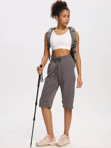 DEVOROPA Women's Hiking Long Shorts Knee Length Lightweight Quick Dry Cargo Athletic Bermuda Beach Shorts with Zipper Pockets3