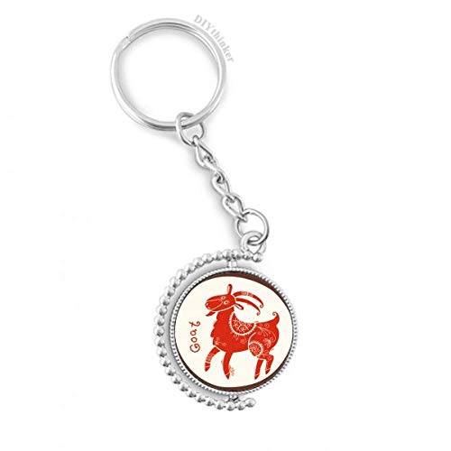 Porte-clés Mouton zodiaque chinois rotatif rouge pour clés de voiture