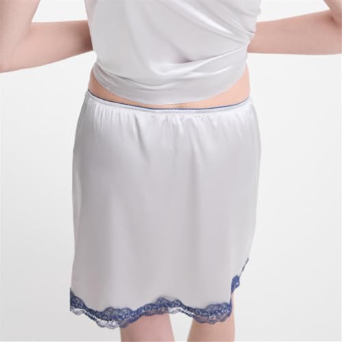 Women Satin Silk Mini Skirt Low Rise Lace Patchwork A Line Short Skirts Silky Layered Underskirts Y2k Half Slips2