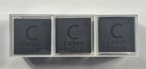 Image of 1.5 inch 38.1mm Carbon Cube C up to 99.9% Pure Periodic Table Element Engraved Density Collection Science Education Display Block Cube + Acrylic Case Box - 1PC