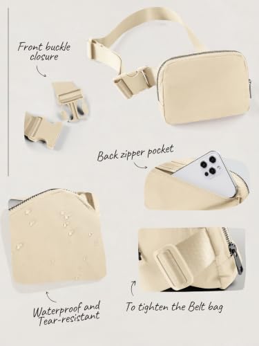 Image of ODODOS Unisex Mini Belt Bag with Adjustable Strap Small Fanny Pack for Workout Running Traveling Hiking, Ivory