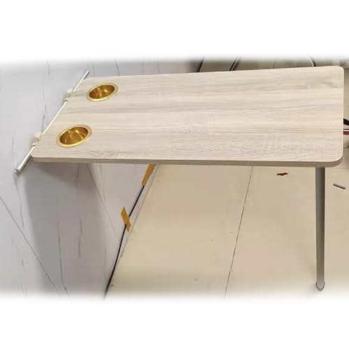 Tavolo pieghevole in acciaio inox con portabicchieri, accessorio rimovibile per camper, design salvaspazio per campeggio e uso all'aperto (bianco)