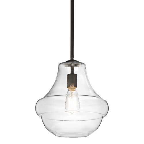 🔥 Hot Deals Kichler Everly 10.25 1 Light Schoolhouse Pendant Clear Glass Olde Bronze