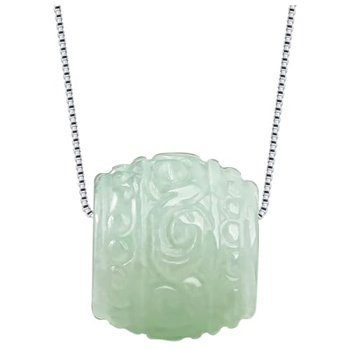 Collier de Jade en Or Blanc et pendentif baril en jadeite naturelle pour femme