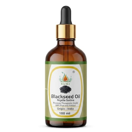 Image of KUNJ Black Seed Oil 100ml - 100% Pure & Natural Cold Pressed Kalonji Oil for Hair, Face, Skin & Scalp Care | Hair Strengthening, Scalp Nourishment & Skin Care | Nigella Sativa Oil