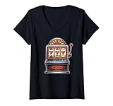 Photo Gallery donna design grafico della slot machine vintage lucky 777 maglietta con collo a v Photo Gallery donna design grafico della slot machine vintage lucky 777 maglietta con collo a v