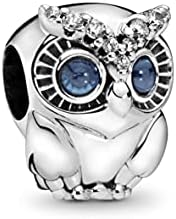 Pandora Moments Women's Sterling Silver Sparkling Owl Cubic Zirconia Bracelet Charm