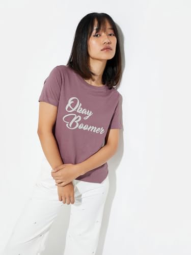 Image of Max Women's Cotton Regular Fit URB N Graphic Printed T-Shirt - Pack of 2