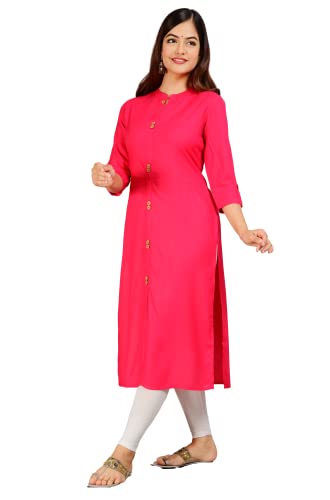 Image of NEW4U Women's Solid Rayon Straight Kurta