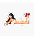 hotrodspirit - Mini Sticker pin up Brune tatoué allongé Autocollant Sexy