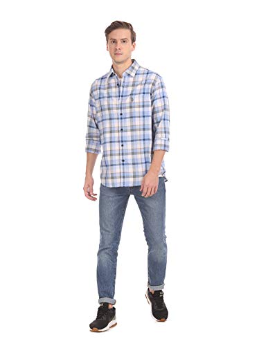Image of US Polo Association Men's Solid Regular Fit Button Down Shirt (USSH6039H Grey, Blue and Red 3XL)