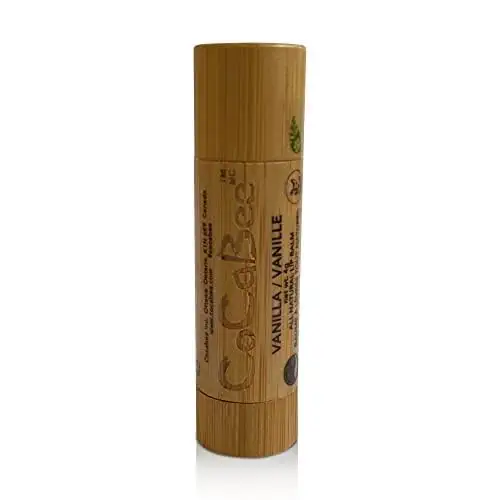 CoCaBee Lip Balm - Eco-Friendly Lip Moisturizer For Dry And Chapped Lips - 100% Natural Lip Balm For Soft And Shiny Lips - Cute And Portable Lip Care Balm With Bamboo Packaging (Vanilla)
