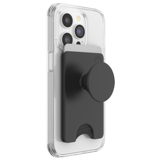 PopSockets Phone Wallet with Expanding Phone Grip, Phone Card Holder - Black