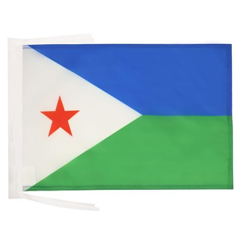 AZ FLAG - Drapeau Djibouti - 45x30 cm - Pavillon Djiboutien 100% Polyester Avec Deux Cordelettes - 20g