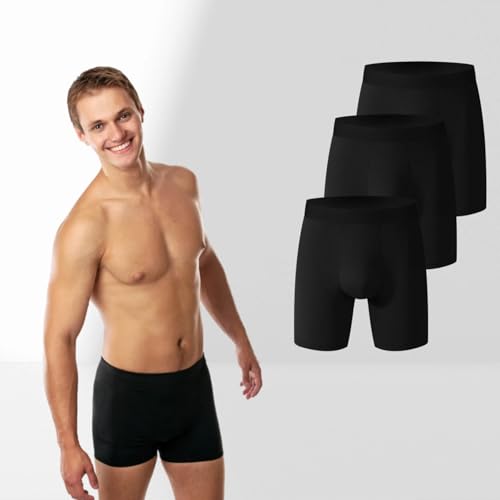 3 Pack Men's Boxer Briefs, Soft and Breathable Cotton Underwear with Comfort Waistband