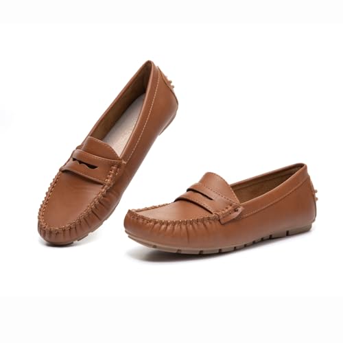 Image of Bernal Women's Non-Slip Penny Loafers - All-Day Comfort Flat Driving Shoes for Work Office & Casual Walking