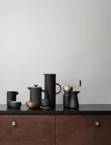 Stelton Isolierkanne EM77 - Doppelwandige Isolierkanne für heiße/kalte Getränke - Tee- & Kaffeekanne mit Glaseinsatz, Magnetverschluss, Schraubdeckel, Vintage-Design - 1 Liter, Soft Black – Bild 4