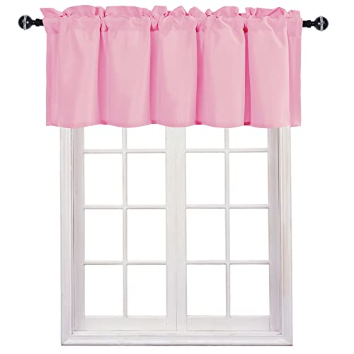 JIUZHEN Pink Valance Curtains for Window 1 Panel, 60 x 18 Inches