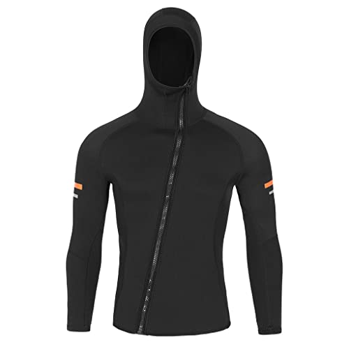 Chaqueta con capucha para hombre 1.5mm neopreno traje de buceo agua fría para snorkel, surf, kayak y canotaje (Negro_Medio) miniatura 2