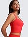 CRZ YOGA Butterluxe Womens Longline Square Neck Sports Bras - Basic Crop Tank Yoga Workout Tops with Built in Pads Deep Red Small