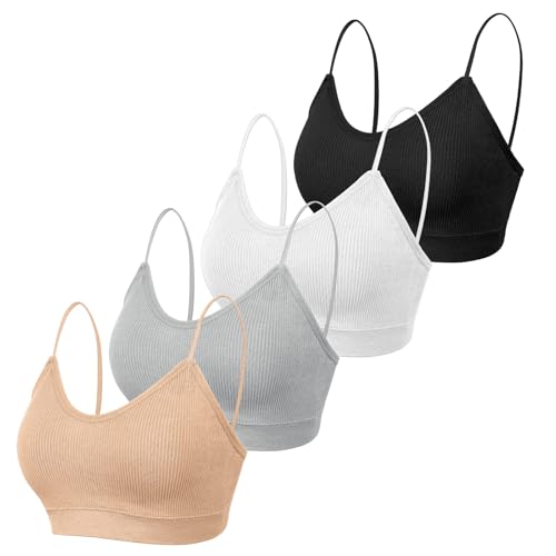 Lista de Ropa interior deportiva para Mujer disponible en línea. 41 BYHANG Bralettes Acolchados para Mujer, Pack De 4 Sujetadores Deportivos, con DiseñO De Cuello En V, Sin Costuras y Acolchados (MX/US, Banda y Copa, Talla única, C, 34,...
