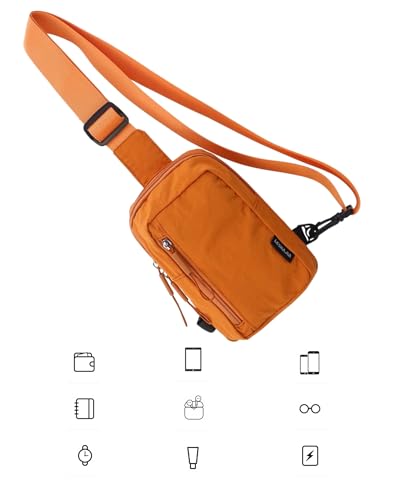 HAUMAUH Brustbeutel Damen Herren Brusttasche Klein - Umhängetasche Umhängetaschen Schultertasche Crossbody – Arbeitsweg Reisen Festival-Begleiter (Orange)