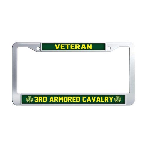 US Army Veteran 3rd Armored Cavalry License Plate Frame Stainless Steel License Cover Holder