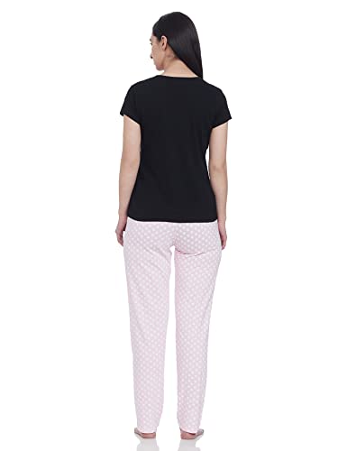 Image of Max Cotton Women Printed Round Neck T-Shirt with Elasticated Pajamas