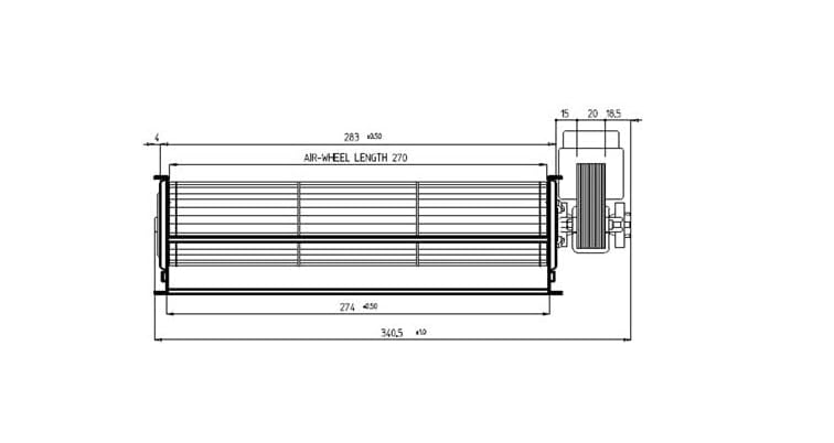 FIGEVIDA Motore Ventola tangenziale 274x40 stufe a Pellet compatibile per EMMEVI FERGAS 113413 EXRAFLAME