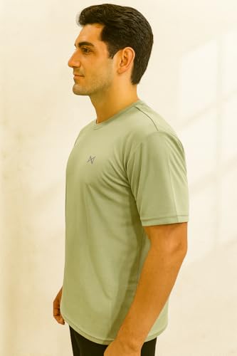 Image of Force NXT Men's Premium Microfiber Fabric Solid T-Shirt | Round Neck Half-Sleeves T-Shirt for Men | Sweat Wicking with Label Free for Daily Uses