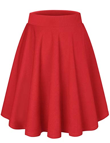 DRESSTELLS Falda Mujer Mini Corto Elástica Plisada Básica Multifuncional Red-Midi S