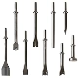 DUPDMKIN 9 Pcs Air Hammer Chisel Bits, Pneumatic Air Hammer Bits, Air Chisel Bits with 0.401' Shank, Air Hammer Attachments for Masonry, Tile, Concrete and Rust Removal