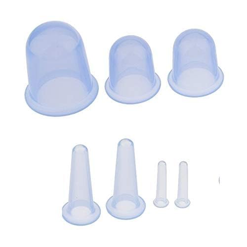 Acupression Silicone Suction Massage Cups Acupuncuter Manual Therapy Face Massger, Transparent,Facial Cupping Set,Natural Silicone Facial Massage Cup for Body,Face,Neck,Back,Eye Massage,set of 7